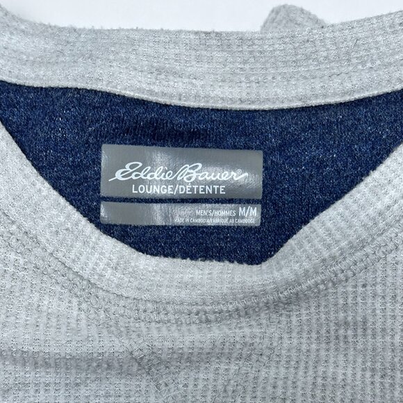 Eddie Bauer Lounge Thermal Waffle Shirt M Light Grey Heather Poly Viscose Elasta - Picture 2 of 3